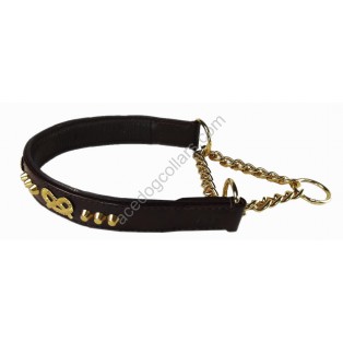 Comfy Half Check Leather Dog Collar : fits up to 22" . Leather is 15" (Width 1")